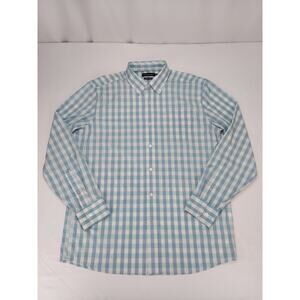 Southern Tide Charleston Shirt Men's L Blue Teal Plaid Long Sleeve Performance